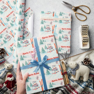 Après Bébé IJsbeer en Poolvos Skiën Cadeaupapier