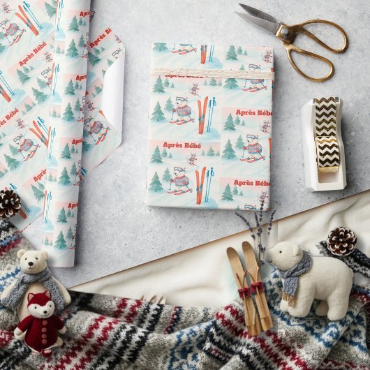 Après Bébé Polar Bear & Arctic Fox Skiing Cadeaupapier
