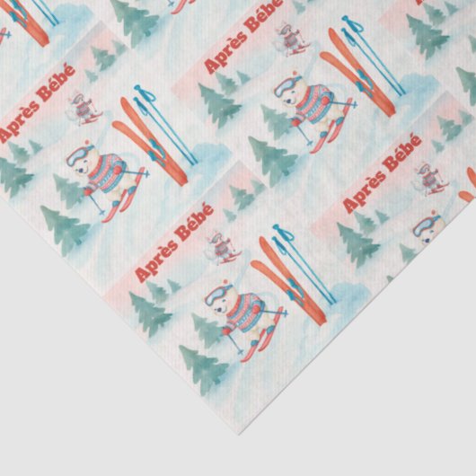Après Bébé Polar Bear & Arctic Fox Skiing Tissuepapier (Detail)