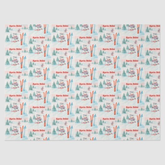 Après Bébé Polar Bear & Arctic Fox Skiing Tissuepapier (Voorkant)