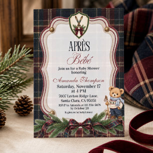 Après Bébé Preppy Ski Lodge Christmas Baby Shower Kaart