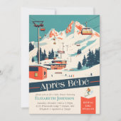 Après Bébé Retro Ski Baby Shower Uitnodiging (Voorkant)