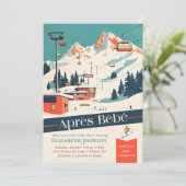 Après Bébé Retro Ski Baby Shower Uitnodiging (Staand voorkant)