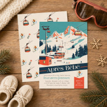 Après Bébé Retro Ski Baby Shower Uitnodiging