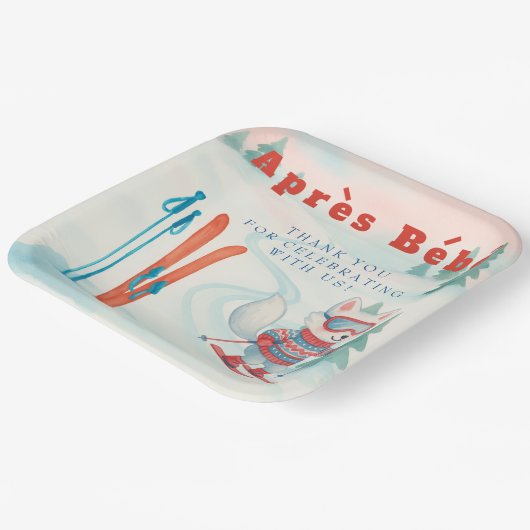 Après Bébé ski Arctic Fox Papieren Bordje (Gebogen)