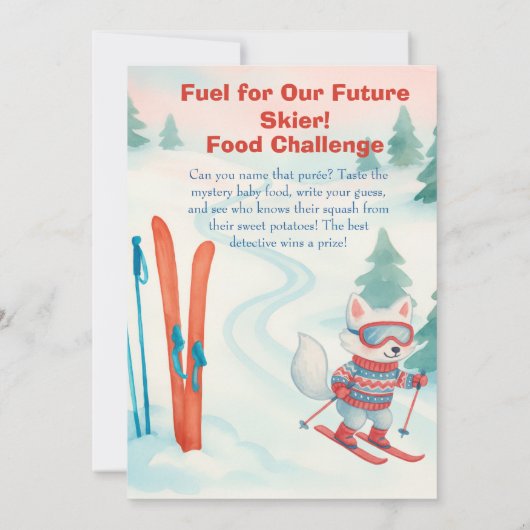 Après Bébé ski Baby Food Challenge Game Sign Kaart (Achterkant)