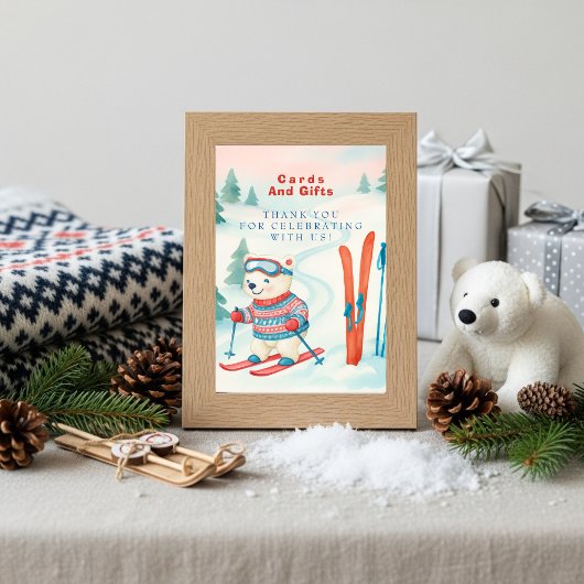 Après Bébé Ski baby Polar Bear Cards & Gifts Sign Kaart