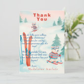 Après Bébé Ski baby Polar bear fox Thank You card Kaart (Staand voorkant)