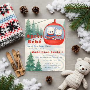 Après Bébé ski bosdieren winter babyshower Kaart