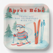 Après Bébé ski ijsbeer Papieren Bordje (Voorkant)