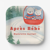 Après Bébé skibos houten dieren winter babyshower Papieren Bordje (Voorkant)