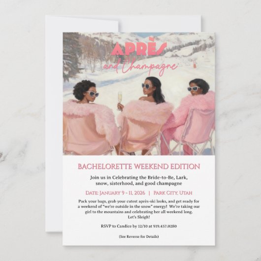 Après & Champagne Bachelorette Weekend Getaway Kaart (Voorkant)