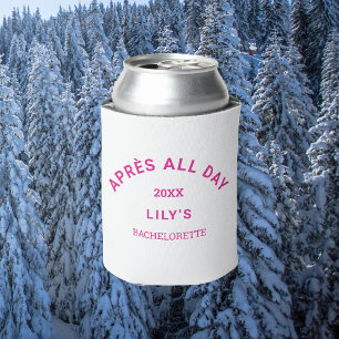 Après De hele dag Hot Pink Bachelorette Ski Crest Blikjeskoeler