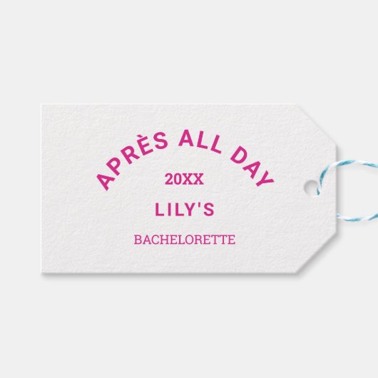 Après De hele dag Hot Pink Bachelorette Ski Crest Cadeaulabel (Voorkant (Horizontaal))
