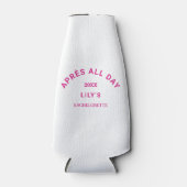 Après De hele dag Hot Pink Bachelorette Ski Crest Flesjeskoeler (Voorkant)