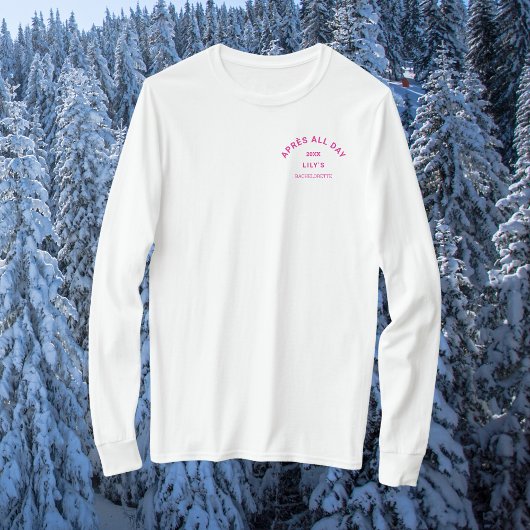 Après De hele dag Hot Pink Bachelorette Ski Crest T-shirt