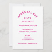 Après De hele dag Hot Pink Bachelorette Ski Trip Kaart (Voorkant)