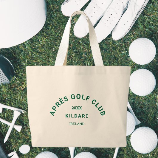 Après Golf Club Bos Groene Golf Social Crest Grote Tote Bag