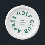 Après Golf Club Forest Green Golfers Social Crest Papieren Bordje<br><div class="desc">Après Golf Club,  bos groene sociale golfclub kuif,  papieren borden. Personaliseer met het jaar van uw golfbijeenkomst,  clubnaam en locatie. Perfect voor een groepsbestemming golfreis of voor een après golf thema vrijgezelle of vrijgezellenfeest. Ontworpen om te passen bij ons Après Golf Club Collectie.</div>
