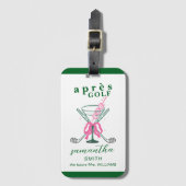 Aprés Golf Martini Coquette Bow Bachelorette Party Bagagelabel (Voorkant (verticaal))