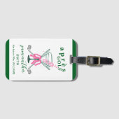 Aprés Golf Martini Coquette Bow Bachelorette Party Bagagelabel (Voorkant (horizontaal))
