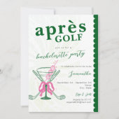 Aprés Golf Martini Coquette Bow Bachelorette Party Kaart (Voorkant)