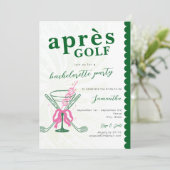 Aprés Golf Martini Coquette Bow Bachelorette Party Kaart (Staand voorkant)