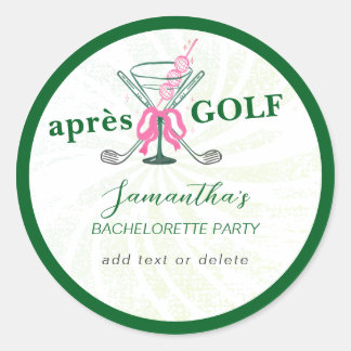 Aprés Golf Martini Coquette Bow Bachelorette Party Ronde Sticker