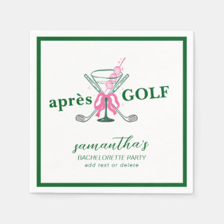 Aprés Golf Martini Coquette Bow Bachelorette Party Servet