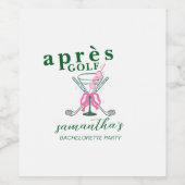 Aprés Golf Martini Coquette Bow Bachelorette Party Wijn Etiket (Enkel label)
