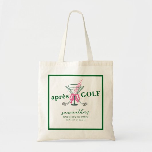 Aprés Golf Martini Coquette Bow Meisjesuitje Feest Tote Bag (Voorkant)