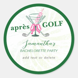 Aprés Golf Martini Coquette Bow Verloofd Feestje Ronde Sticker