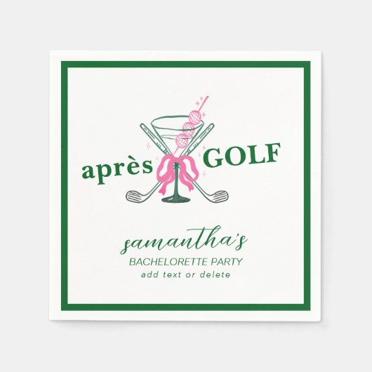 Aprés Golf Martini Coquette Strik Verloof Feestje Servet (Voorkant)