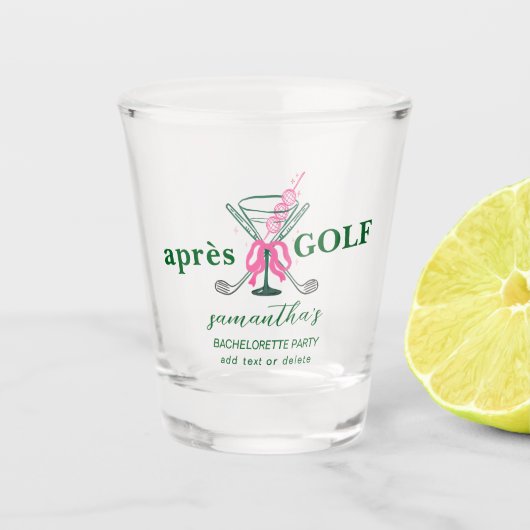 Aprés Golf Martini Coquette Strik Verloof Feestje Shot Glas (Voorkant)