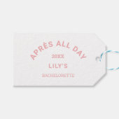 Après hele dag roze vrijgezelle ski party crest cadeaulabel (Voorkant (Horizontaal))