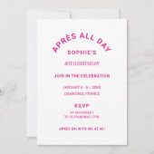 Après hele dag warm roze 40e verjaardag ski-weeken kaart (Voorkant)