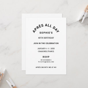 Après hele dag Winter 40e verjaardag Ski Weekend Kaart