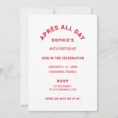 Après hele dag winter rood 40e verjaardag ski-week kaart (Voorkant)