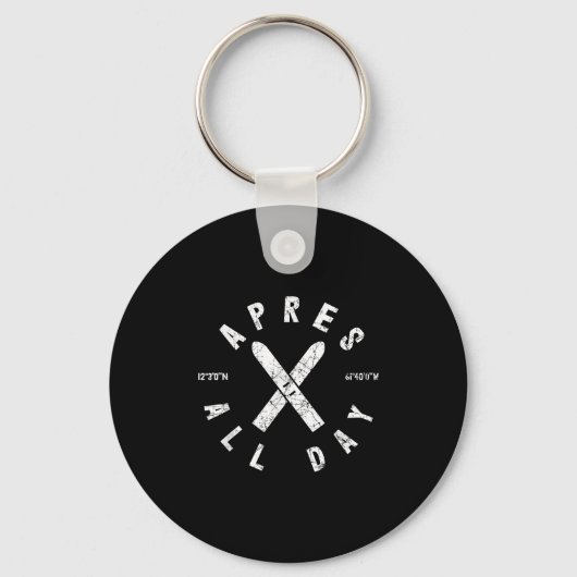 Apres Ski All Day Ski Cool Skier Winter Sports Ski Sleutelhanger (Voorkant)