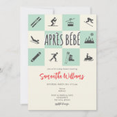 Apres Ski Apres Bebe Retro Chic Winter Baby shower Kaart (Voorkant)