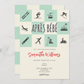 Apres Ski Apres Bebe Retro Chic Winter Baby shower Kaart (Voorkant / Achterkant)