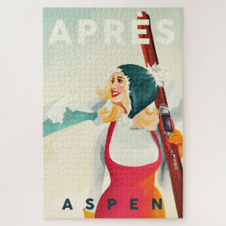 "Apres Ski Aspen" Cool Pinup Girl Skiing Legpuzzel