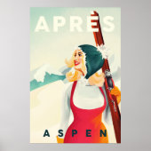 "Apres Ski Aspen" Cool  Pinup Girl Skiing Poster (Voorkant)