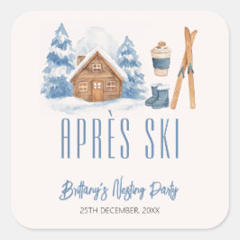 Apres Ski Baby shower Winter Nesting Party Vierkante Sticker