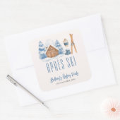 Apres Ski Baby shower Winter Nesting Party Vierkante Sticker (Envelop)