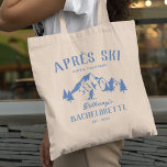 Apres Ski Bachelorette Party Tote Bag<br><div class="desc">Fun apres ski bachelorette canvas tassen met een tekening van winterbergen,  bomen,  een skiër en een tekst sjabloon die gemakkelijk te personaliseren is.</div>