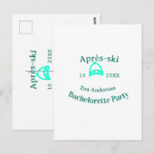 Après-ski bachelorette party turquoise hat name da briefkaart (Voorkant / Achterkant)