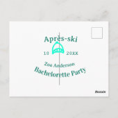 Après-ski bachelorette party turquoise hat name da briefkaart (Achterkant)