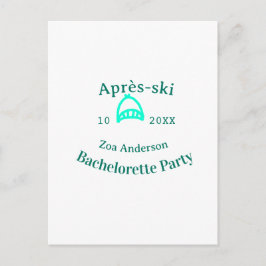 Après-ski bachelorette party turquoise hat name da briefkaart
