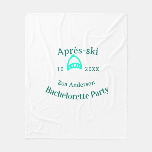 Après-ski bachelorette party turquoise hat name da fleece deken (Voorkant)